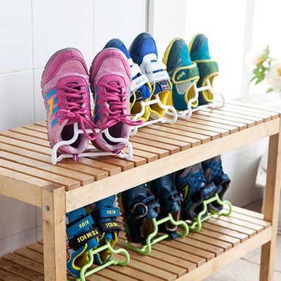 Color_me【Q062】創意二合一可立兒童鞋架(兩入裝) 立體鞋架 鞋盒 通風透氣 衣架 收納架 鞋櫃 組裝鞋櫃