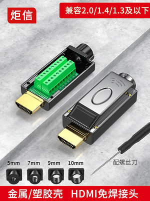 HDMI接頭免焊 高清線接頭HDMI免焊頭電路板轉接線端子維修DIY公頭~晴天