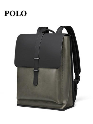 真皮包包 Polo雙肩包男電腦包商務時尚防水休閑背包大容量旅行包小眾書包
