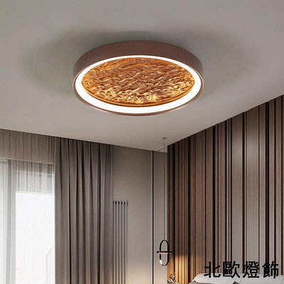 新中式臥室吸頂燈簡約現代中國風祥云實木燈具日式禪意書房茶室燈
