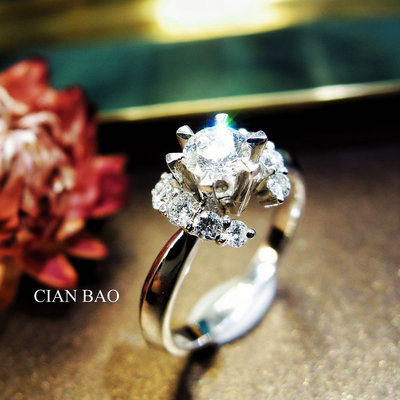 鑽戒華麗珠寶 0.57克拉天然白淨鑽石 公主領造型純正14K金鑽戒
