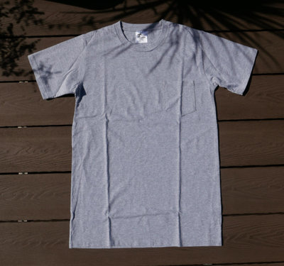 生來狂野一元起標全新美國製Tellason Pocket T-Shirt 純棉短袖口袋T恤經典百搭灰色L號