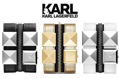 KARL LAGERFELD 卡爾·拉格斐 Karl Zip 真皮拉鍊腕錶 手錶 中性錶｜100%全新真品｜特價!
