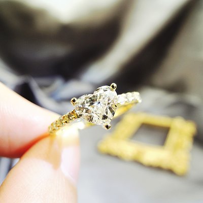 【已售出請勿下標】  鑽石1.01克拉心型白淨天使鑽石 純18K金鑽戒