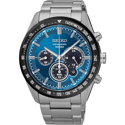 SEIKO Criteria 太陽能三眼計時腕錶(藍/42mm) V175-0DK0B