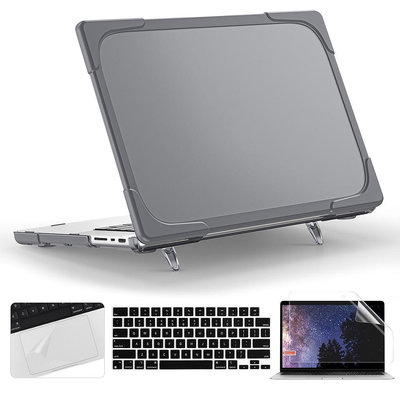 防震動支架外殼 適用於MacBook Pro 14 16 英吋 M1 M2 M3 帶注音鍵盤膜+觸控板膜+螢幕膜
