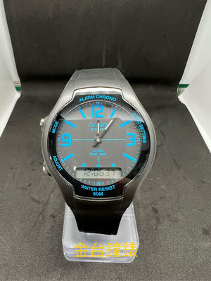 【金台鐘錶】CASIO卡西歐 經典圓形(中性風格)腕錶 復古懷舊風格 雙顯石英錶 AW-90H-2B