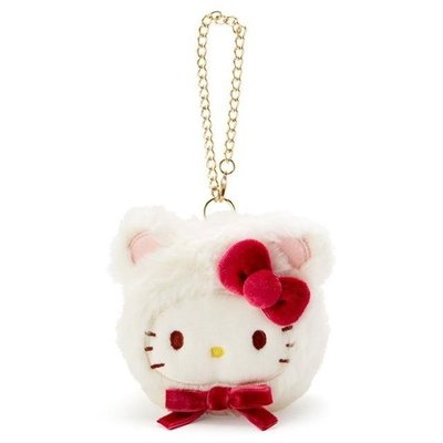 ♥小花花日本精品♥ Hello Kitty 絨毛造型零錢包 大頭零錢包 拉鍊包 48週年生日系列 ~8