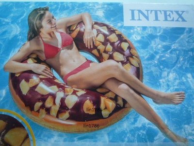 INTEX 56262 全新品 巧克力甜甜圈 花生款  夏天玩水 游泳 戲水必備 亮麗 吸睛 溫泉可用送修補貼