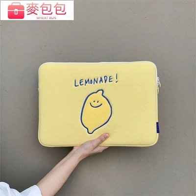 2021新款 appl 筆電包筆電內袋韓國ins小眾設計檸檬刺繡筆記本電腦包pro13內膽包ipad收納包11寸-