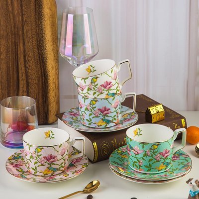 創意骨瓷杯碟套裝歐式咖啡杯英式田園風陶瓷下午茶紅茶花茶杯子~特價