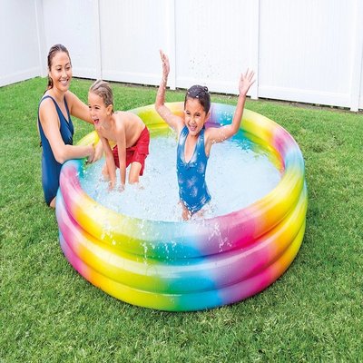 美國INTEX 58449 彩虹三圈水池 充氣水池游泳池兒童充氣 泳池