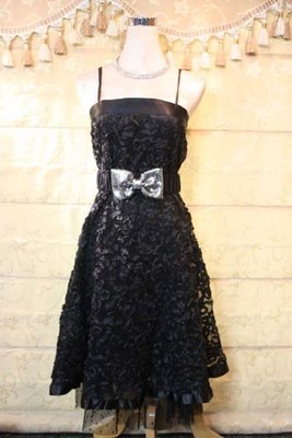【 性感貝貝】ARK 品牌專櫃 黑色網紗立體花朵洋裝小禮服, Top Girls Max Mara 法國娃娃風