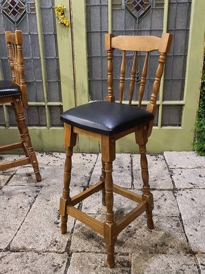 【卡卡頌  歐洲古董】英國  橡木雕刻  高腳椅  吧台  椅  歐洲老件 ch0492