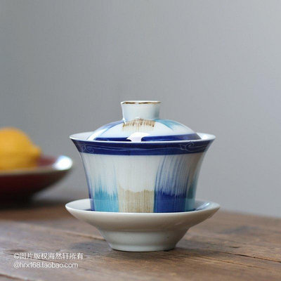 茶藝師 90年代庫存彩瓷老陶瓷潮州功夫茶具單叢茶小蓋碗 三才碗杯泡茶碗
