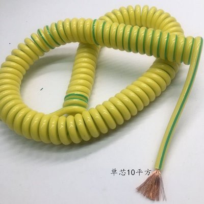黃綠色接地線單芯1.5平方2.5平方伸縮彈簧線螺旋電纜線0.5平方電【規格不同價格不同】