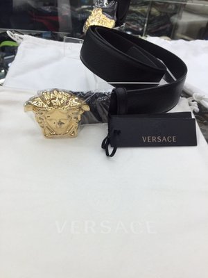 Versace 黑標 經典 女王頭 真皮 皮帶 黑色 酒紅色 全新正品 男裝 歐洲精品