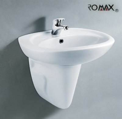 《台灣尚青生活館》美國品牌 ROMAX 面盆  L218B 洗臉盆 短腳柱 含單孔面盆龍頭