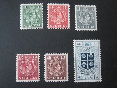 【雲品5】聖盧西亞St Lucia 1947 Sc 135,137-38,142-44 MH 庫號#BP13 71450