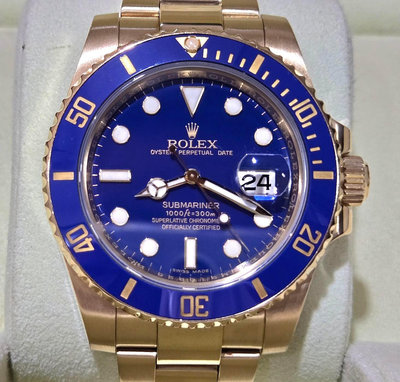 ROLEX 勞力士 Submariner 潛航者 116618LB 陶瓷框 18K藍金水鬼 藍色面盤 潛水 盒單吊牌錶節齊全 國內保單 RSC發票