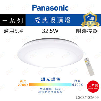 (A Light)附發票 保固5年 Panasonic LED 吸頂燈 經典 32.5W 國際牌 LGC31102A09