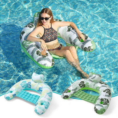 浮床戶外泳池充氣浮排泳池漂浮椅PVC水上沙發