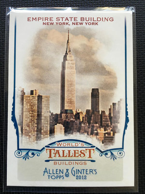 紐約帝國大廈 。送卡磚。2012 Topps Allen &amp; Ginter’s。Empire State Building