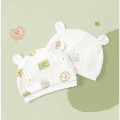 0-1歲新生兒寶寶胎帽雙耳帽，春夏男童太陽帽，嬰兒防風滷門帽，防風帽子嬰兒用品