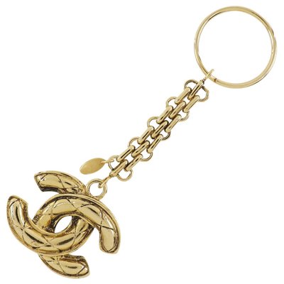 Chanel vintage香奈兒復古中性款超美明星款中性款經典款菱格紋金色古董鑰匙圈吊飾
