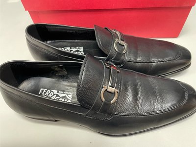 Salvatore Ferragamo 精品正品 黑色 馬蹄LOGO男鞋 樂福鞋  紳士鞋 休閒鞋歐尺寸9EE 義大利製