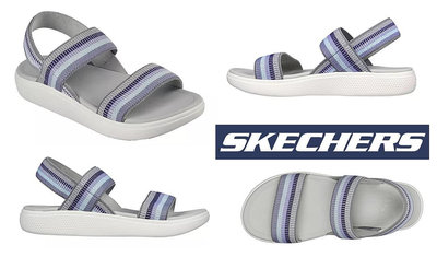 全新正品Skechers 漂亮藍灰編織涼鞋（US8)