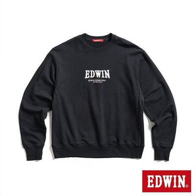 EDWIN 人氣復刻 凸版繡花厚長袖T恤(黑色)-男款满599免運