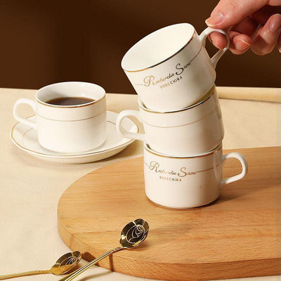 咖啡杯 茶杯 馬克杯 耐熱杯 咖啡用具 牛奶杯 交換禮物咖啡杯小奢華高檔精致北歐簡約風下午茶具家用陶瓷杯碟勺套裝
