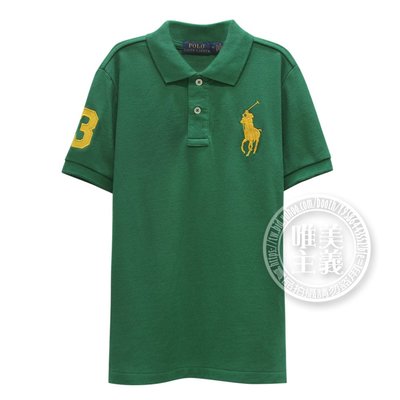 唯美主義~Ralph Lauren 童裝 刺繡 數字3 經典 大馬 短袖 POLO衫 -綠色(5歲)