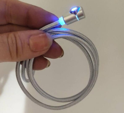 2.1A磁吸彎頭充電線 磁吸線 數據線 可360度旋轉 快充線 (安卓,蘋果,typec) 1米長 頭+線-袋裝