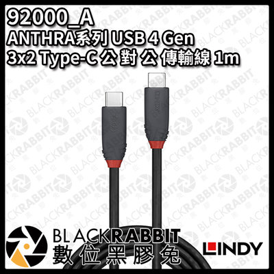 數位黑膠兔【 LINDY 林帝 92000_A ANTHRA系列 USB4 Type-C 公 對 公 傳輸線 1m 】