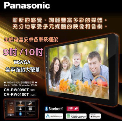 【JD汽車音響】Panasonic CV-RW0090T 9吋 套框薄型主機 國際牌 車載多媒體顯示器。可套安卓各車系框