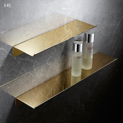 衛浴系列 北歐浴室一字隔金色衛生間置物架加厚304不銹鋼隔板收納架化妝台（滿599元免運）