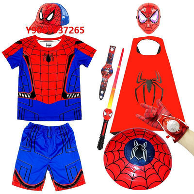 cosplay服裝短袖款漫威超人衣服男孩兒童夏季英雄歸來服裝套裝男童蜘蛛俠T恤