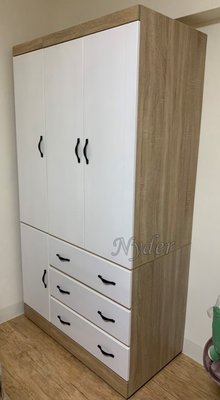【N D Furniture】台南在地家具-防蛀木芯板114cm/4尺雙抽收納衣櫃內鏡4*7衣櫥/衣櫃TH