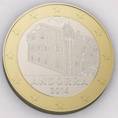 【幣】Andorra 安道爾 1 Euro 2014 KM New Uncirculated Coin