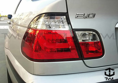 《※台灣之光※》全新 BMW 寶馬 E46 02 03 05 04年4門4D改款後新款光柱LED紅白晶鑽尾燈組台灣製