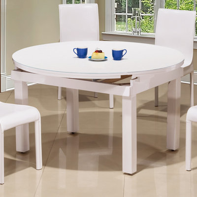 【在地人傢俱】22 Z便宜購-全白色4.5尺玻璃拉合圓桌/餐桌/休閒桌 ZSH371-1
