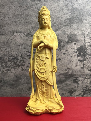 黃楊木雕刻自在觀音菩薩佛像擺件家用佛堂寺廟供奉飾品實木工藝品