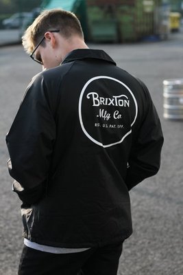 Cover Taiwan 官方直營 Brixton 教練外套 教練夾克 風衣 防曬 美式 滑板 嘻哈 黑色 (預購)