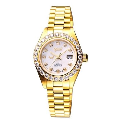 可議價 Ogival 愛其華 女 經典真珠貝晶鑽 機械腕錶 (303271DLK) 28mm