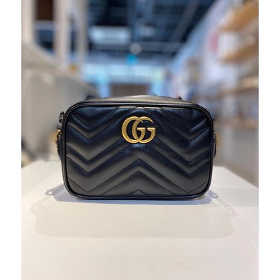 ❤️『小艾精品』GUCCI 古馳 GG Marmont MINI迷你黑色 相機包 單肩包 斜背包 448065 現貨