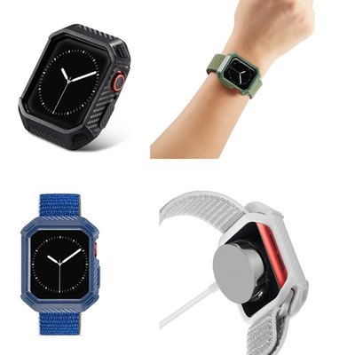 Apple Watch6 se碳纖維紋手錶保護殼 防塵 防摔TPU半包錶殼40mm 44mm 蘋果手錶保護套