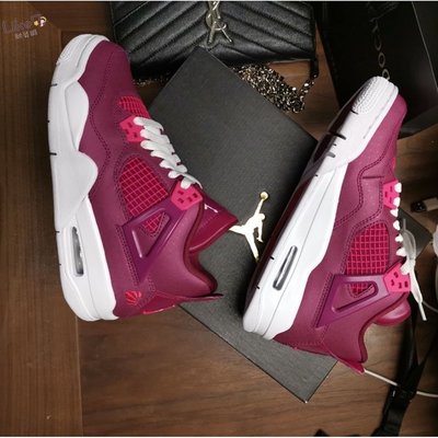【正品】日本Air Jordan 4 Gs Berry Pink 487724-661情人節 粉紅 女鞋