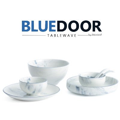 BlueD_藍大理石套組 碗盤組 9件組 盤子 深盤 圓盤 飯碗 湯匙 網美風 IG款簡約北歐創意設計裝潢 新居入遷禮物